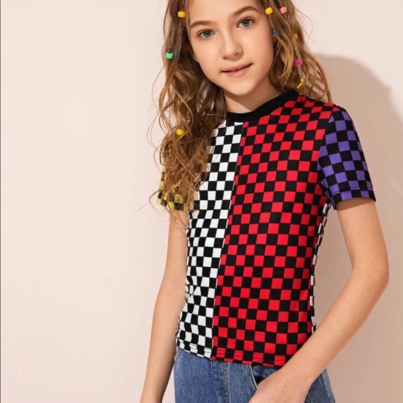 SHEIN Girls Color Block Tee Size 11-12Y - Picture 3 of 13